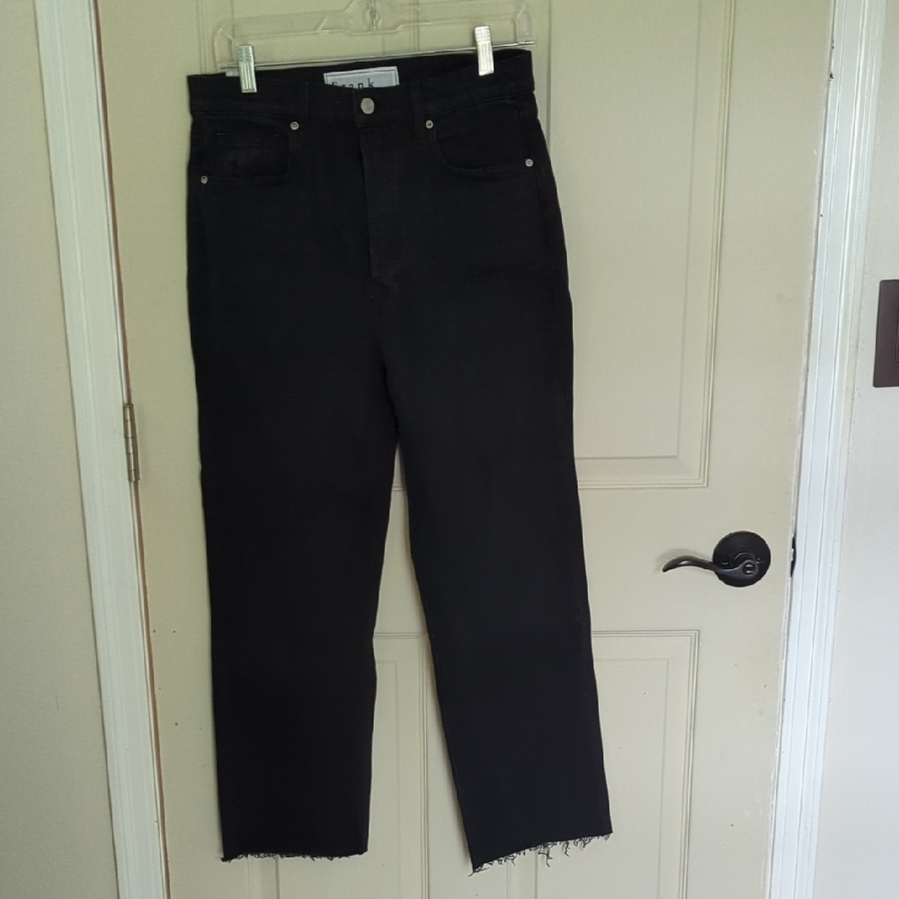 Frank & Eileen High Rise Black Jeans with Frayed Hem